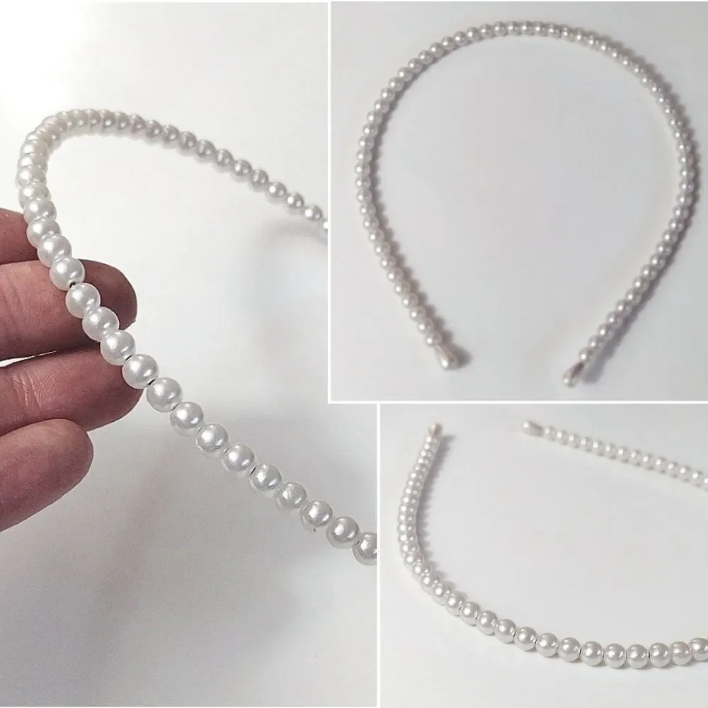 Embellished Pearl Denim Headbands Clip Hair Accessories Lot OF 3 NWT